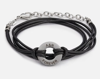 Bracelet de nom pour hommes, bracelet végétalien gravé pour hommes, cadeau personnalisé pour hommes, bijoux pour hommes personnalisés, bracelet initial pour hommes, nom de famille