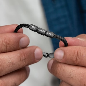 Pulsera personalizada para papá, pulsera con nombre para niños, joyería familiar, regalo personalizado para papá, regalo para esposo, regalo para el día del padre o San Valentín
