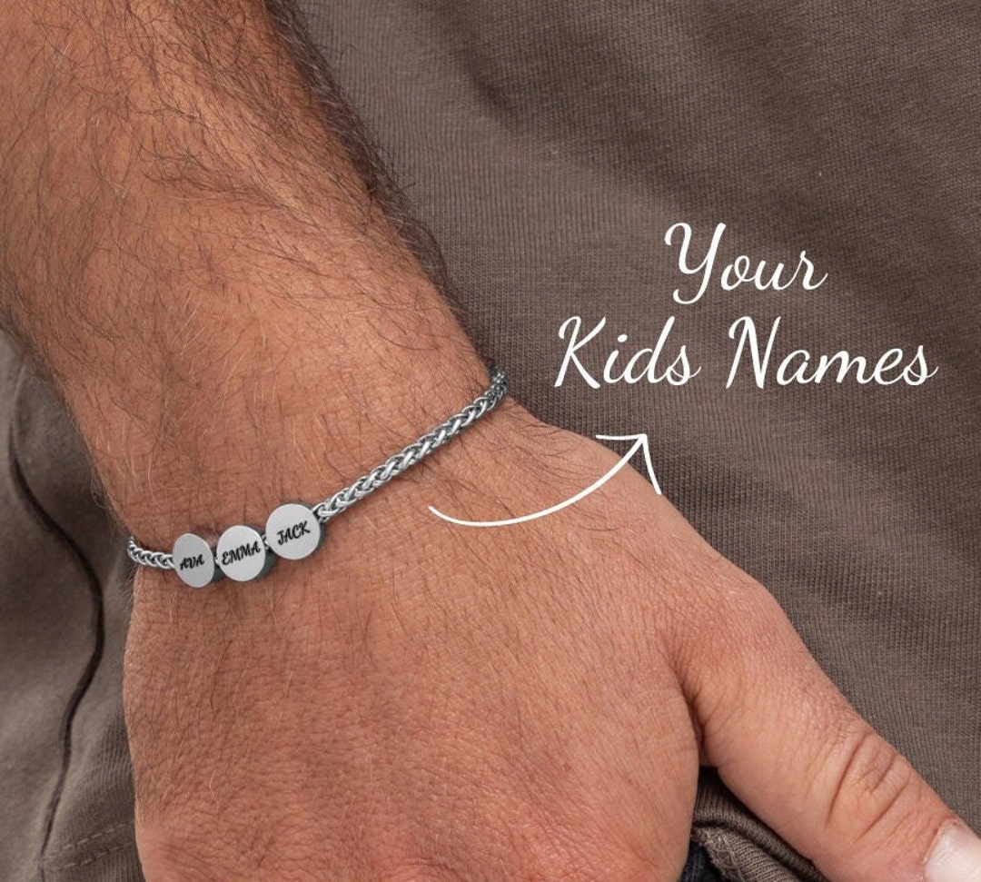 Personalized Gift for Dad, Dad Bracelet With Kids Names, Bracelet for ...