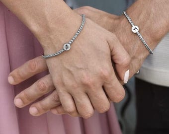 Couples Bracelet, Couple Bracelets, Personalized Couples Gift, Matching Bracelets for Couples, Curby Chain Link Couples Bracelets Set