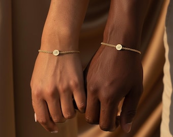 Couples Bracelet Set, Matching Bracelets,Gold Bracelet For Couples,Dainty Bracelet,Engraved Bracelet,Best friend bracelet, Christmas Gift