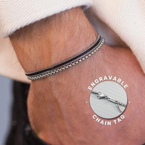 Pulsera de cadena de plata personalizada para hombre, pulsera de acero inoxidable impermeable para hombre, joyería grabada para hombre, regalo para novio, regalo para esposo