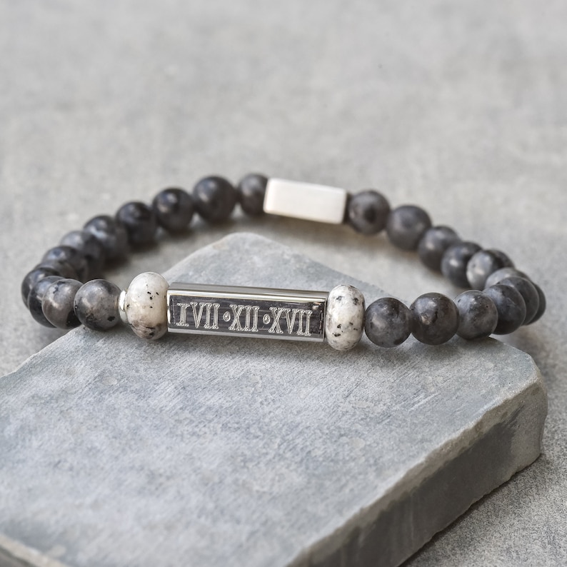 Roman Numeral Bracelet for Men Peronalized Men's Beaded Etsy