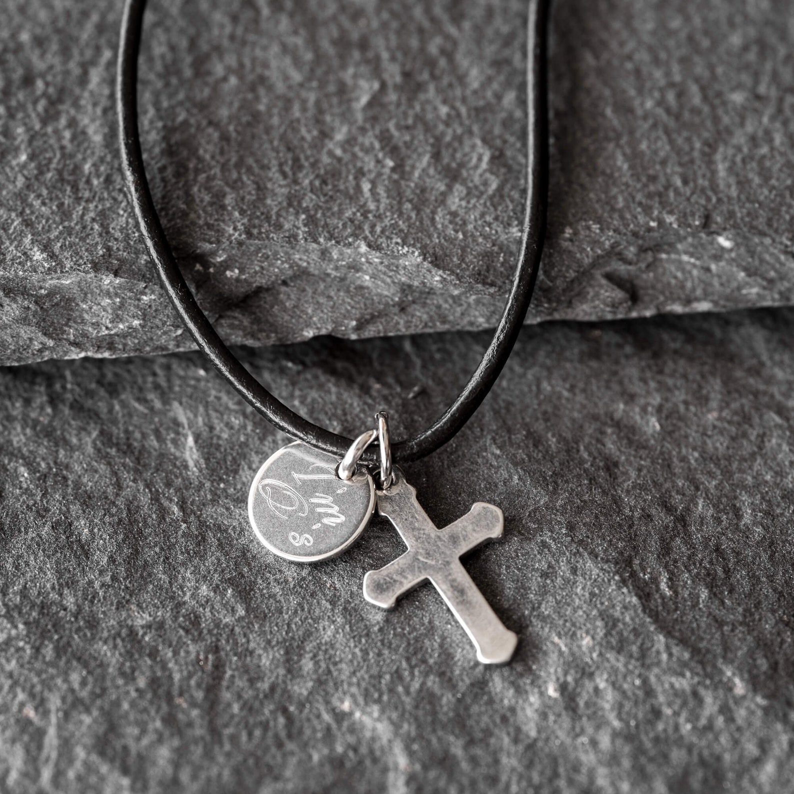 Custom Cross Necklace Engraved Cross Necklace Personalize Etsy