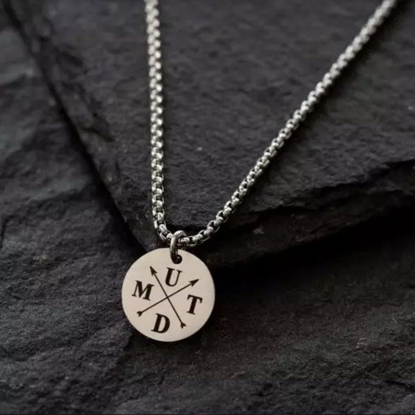 Initial Necklace, Quote Necklace, Personalize Coin Necklace, Men's Silver Necklace, Location Necklace, Roman Numeral Necklace, Men's Jewelry
