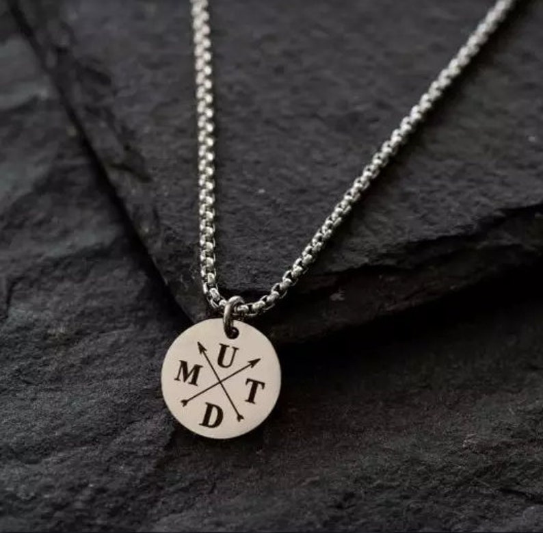 Personalized Coin Necklace  Men's Custom Necklace  Black engraving