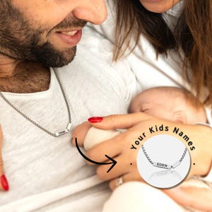 Collar personalizado para papá, collar con nombre de niño, collar familiar, regalo personalizado para papá, joyería para padre, regalo para el día del padre o San Valentín