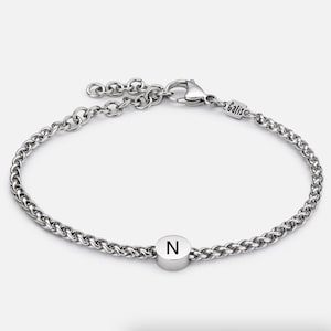 Gepersonaliseerde herenarmband, aangepaste roestvrijstalen kettingarmband voor mannen, initiële armband heren, gegraveerd cadeau voor vader vriend echtgenoot