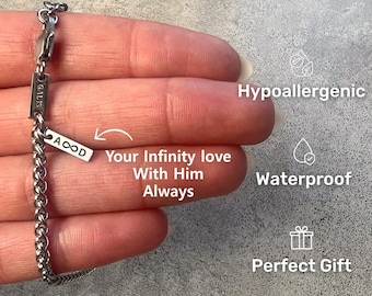 Personalized Chain, Men's Cuban Chain bracelet, Stainless Steel Chain, Waterproof Jewelry, Gift for Men, Perfect for Husband and Boyfriend
