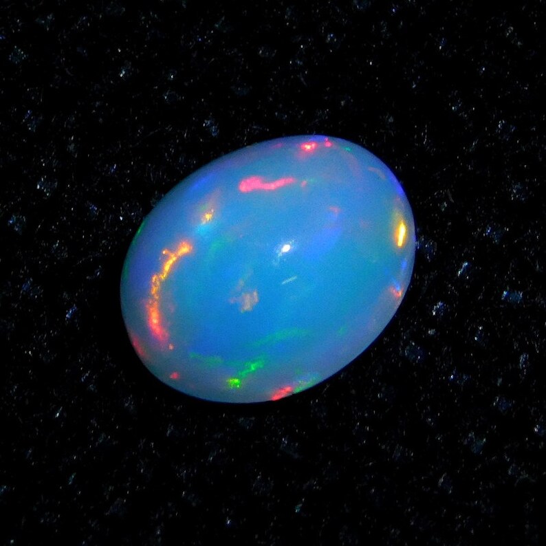 1.5 Cts Very Rare Play Multi Fire Ethiopian Opal Loose Gemstone 9x7x4.5 mm Oval Shape L#25-20 Quality Natural Ethiopian Opal Cabochon Gem