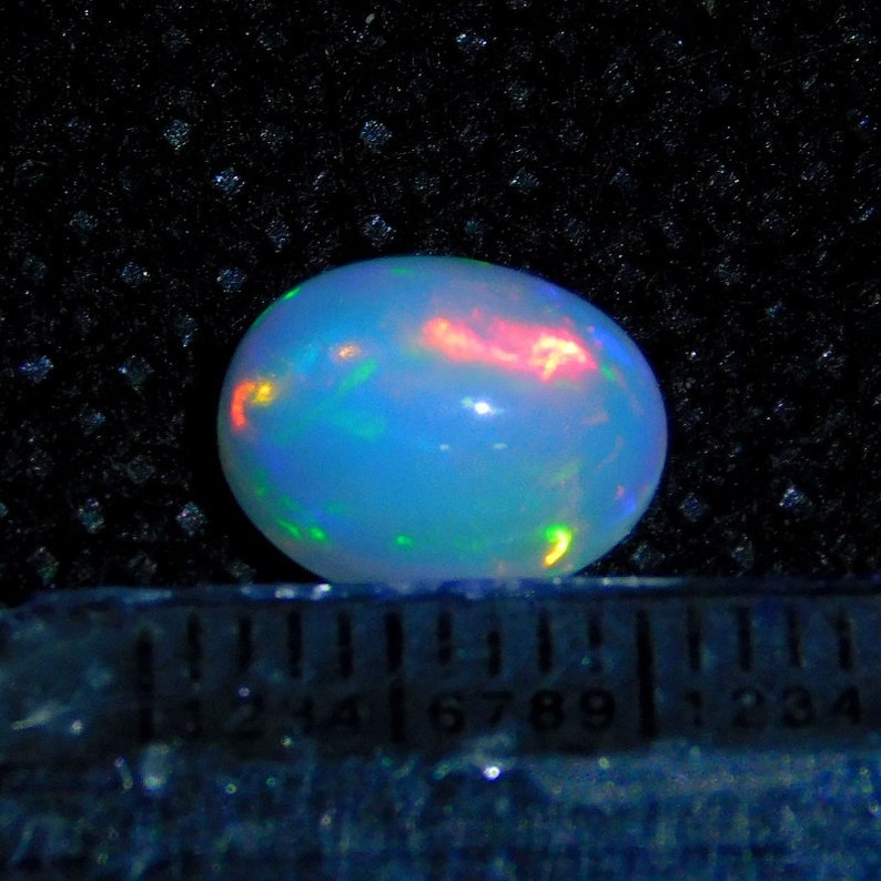 1.5 Cts Very Rare Play Multi Fire Ethiopian Opal Loose Gemstone 9x7x4.5 mm Oval Shape L#25-20 Quality Natural Ethiopian Opal Cabochon Gem