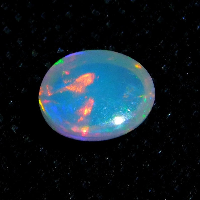 1.5 Cts Very Rare Play Multi Fire Ethiopian Opal Loose Gemstone 9x7x4.5 mm Oval Shape L#25-20 Quality Natural Ethiopian Opal Cabochon Gem