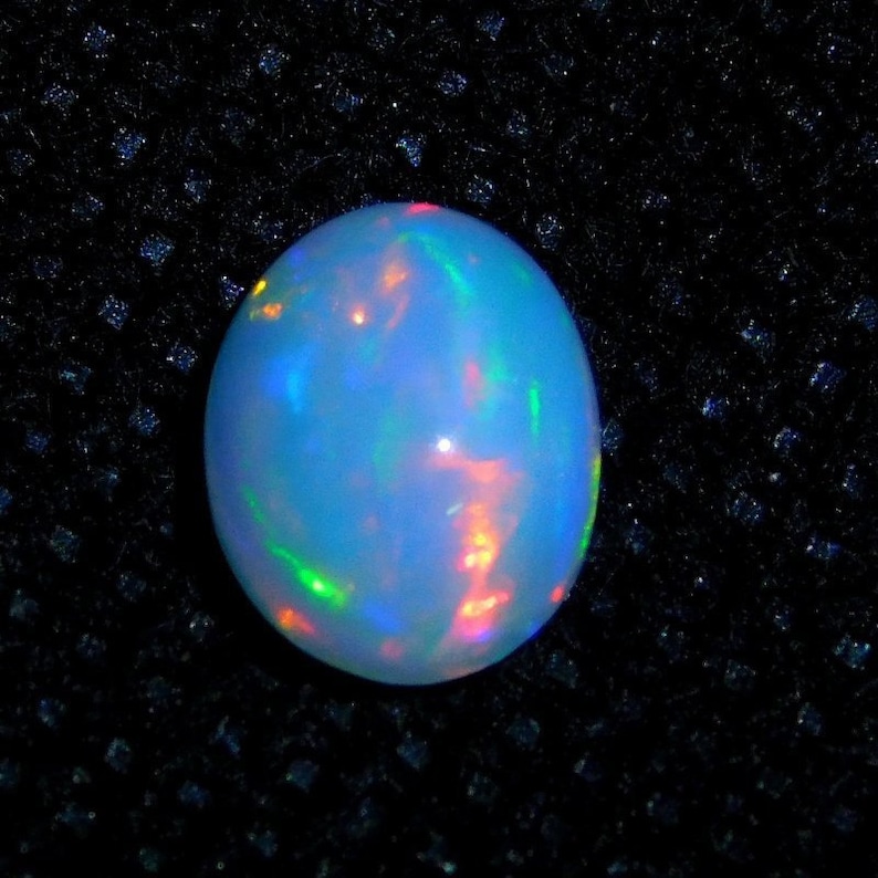 1.5 Cts Very Rare Play Multi Fire Ethiopian Opal Loose Gemstone 9x7x4.5 mm Oval Shape L#25-20 Quality Natural Ethiopian Opal Cabochon Gem