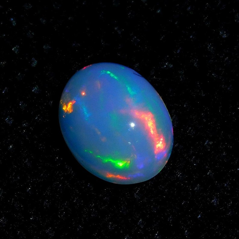 1.5 Cts Very Rare Play Multi Fire Ethiopian Opal Loose Gemstone 9x7x4.5 mm Oval Shape L#25-20 Quality Natural Ethiopian Opal Cabochon Gem