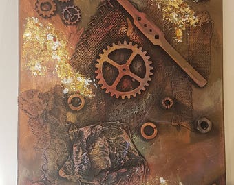 Steampunk Mixed media canvas