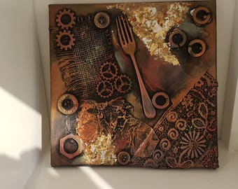 Steampunk Mixed media canvas