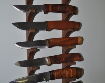 Wall mounted 7 Tier hard wood Stand For Knife Display Holder