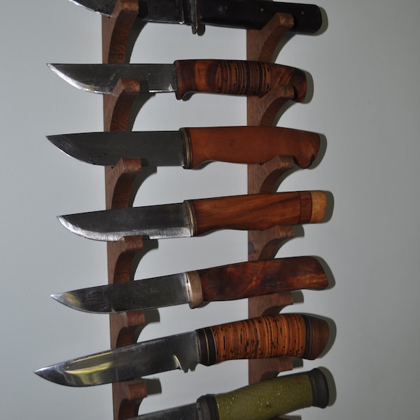 Wall mounted 7 Tier hard wood Stand For Knife Display Holder