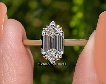 Step Cut Dutch Marquise Lab Diamond Ring/ Eco Friendly Diamond Solitaire Ring/ Double Claw Prong Set CVD Diamond Ring/ Wedding Gift For Her