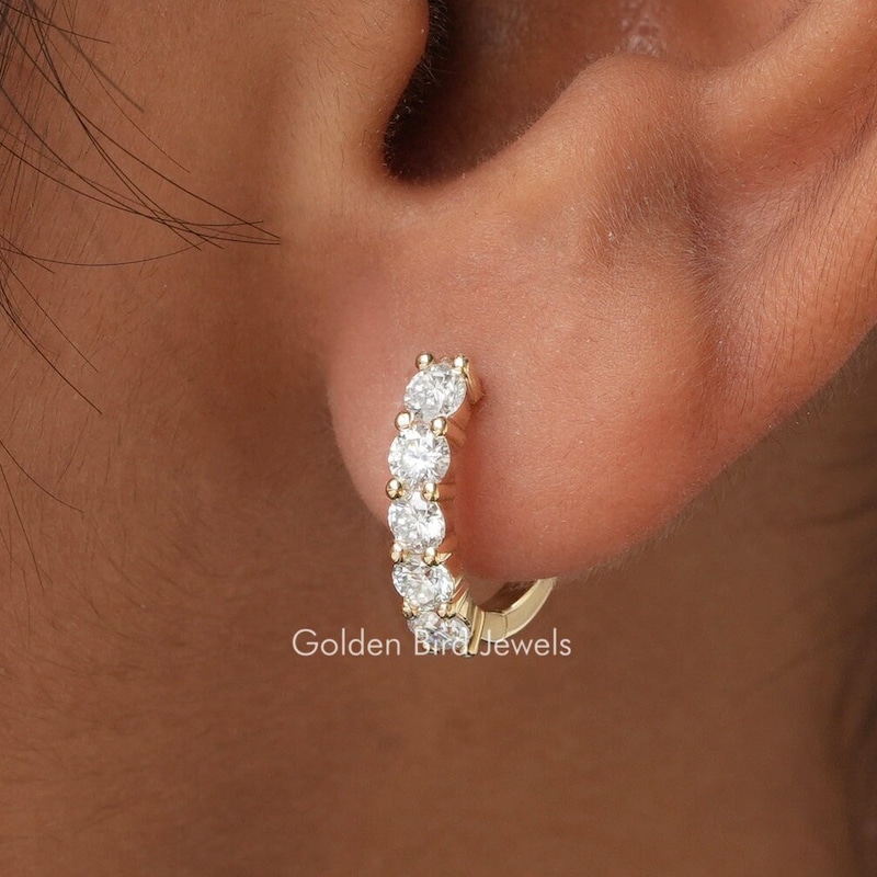 1.8 Carat Moissanite 925 Sterling Silver Huggie Earrings main image 1