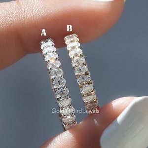 Oval Cut Moissanite Eternity Wedding Band/ Colorless Moissanite Half Eternity Band/ 3.00*2.00 MM Oval Moissanite Bridal Band/ Gift For Her