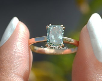 Solitaire Moissanite Proposal Ring/ Radiant Moissanite Wedding