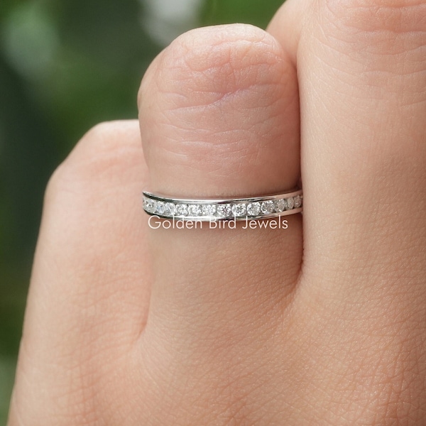 Channel Set Round Moissanite Full Eternity Band - Stunning and Symbolic Anniversary Jewelry for Her