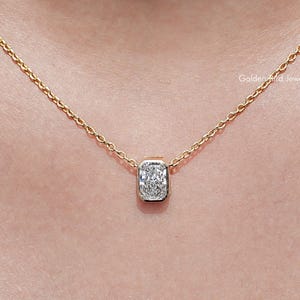 0.50 To 3.00 CT Lab Diamond Wedding Necklace/ Radiant Cut CVD Diamond Solitaire Necklace/ Man Made Diamond Bezel Set Necklace/ Gift For Her