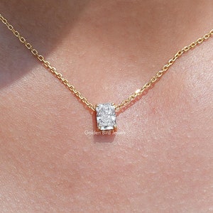 Radiant Cut Lab Diamond Necklace/ EF-VS Lab Grown Diamond Bridal Necklace/ Solitaire Diamond Engagement Necklace/ Man Made Diamond Necklace