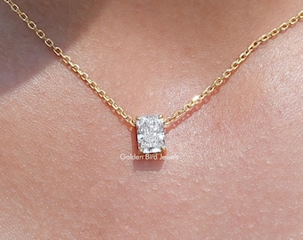 Radiant Cut Lab Diamond Necklace/ EF-VS Lab Grown Diamond Bridal Necklace/ Solitaire Diamond Engagement Necklace/ Man Made Diamond Necklace