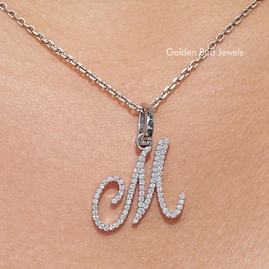 Ronde Moissanite-hanger aangepaste M-letter / Gepersonaliseerde Moissanite-initiaalhanger / Kleurloze Moissanite-bruidshanger / Huwelijkscadeau voor haar