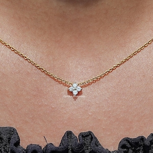 Round Cut Lab Made Diamond Necklace/ EF-VS Lab Diamond Wedding Necklace/ Cluster Set Conflict Free Diamond Necklace/ Flower Diamond Necklace