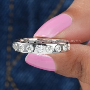 2.50 MM Round Moissanite Wedding Band/ Colorless Moissanite Band/ Moissanite Full Eternity Matching Band/ Anniversary Band Gift For Her
