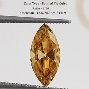 Old Mine Marquise Cut Moissanite Loose Stone/ Champagne Moissanite Stone For Engagement Ring/ Loose Moissanite Stone For Vintage Jewelry