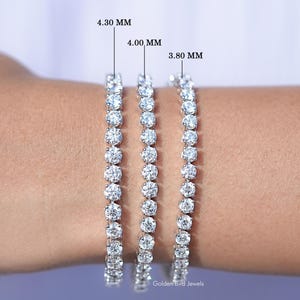 Round Cut CVD Diamond Tennis Bracelet/ Eco Friendly Diamond Wedding Bracelet/ 14K Solid Gold Diamond Bridal Bracelet/ Birthday Gift For Her