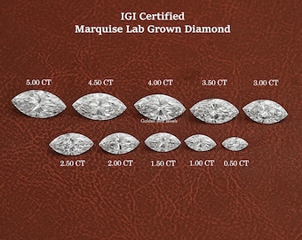 Marquise Cut Lab Grown Diamond/ IGI Certified Loose Diamond/ 1.00 To 5.00 CT Solitaire Lab Diamond/ Eco Friendly Diamond For Wedding Gift