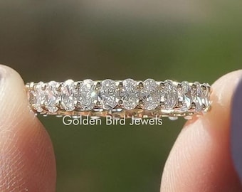 Oval Cut Lab Diamond Wedding Band/ Full Eternity Diamond Engagement Band/ Eco Friendly Diamond Proposal Band/ CVD Diamond Anniversary Band