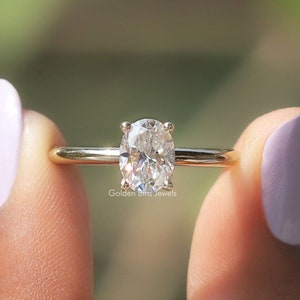 Oval Moissanite Bridal Ring/ Hidden Halo Moissanite Bridesmaid Ring/ Near Colorless Moissanite Wedding Ring/ 14K Solid Gold Proposal Rings