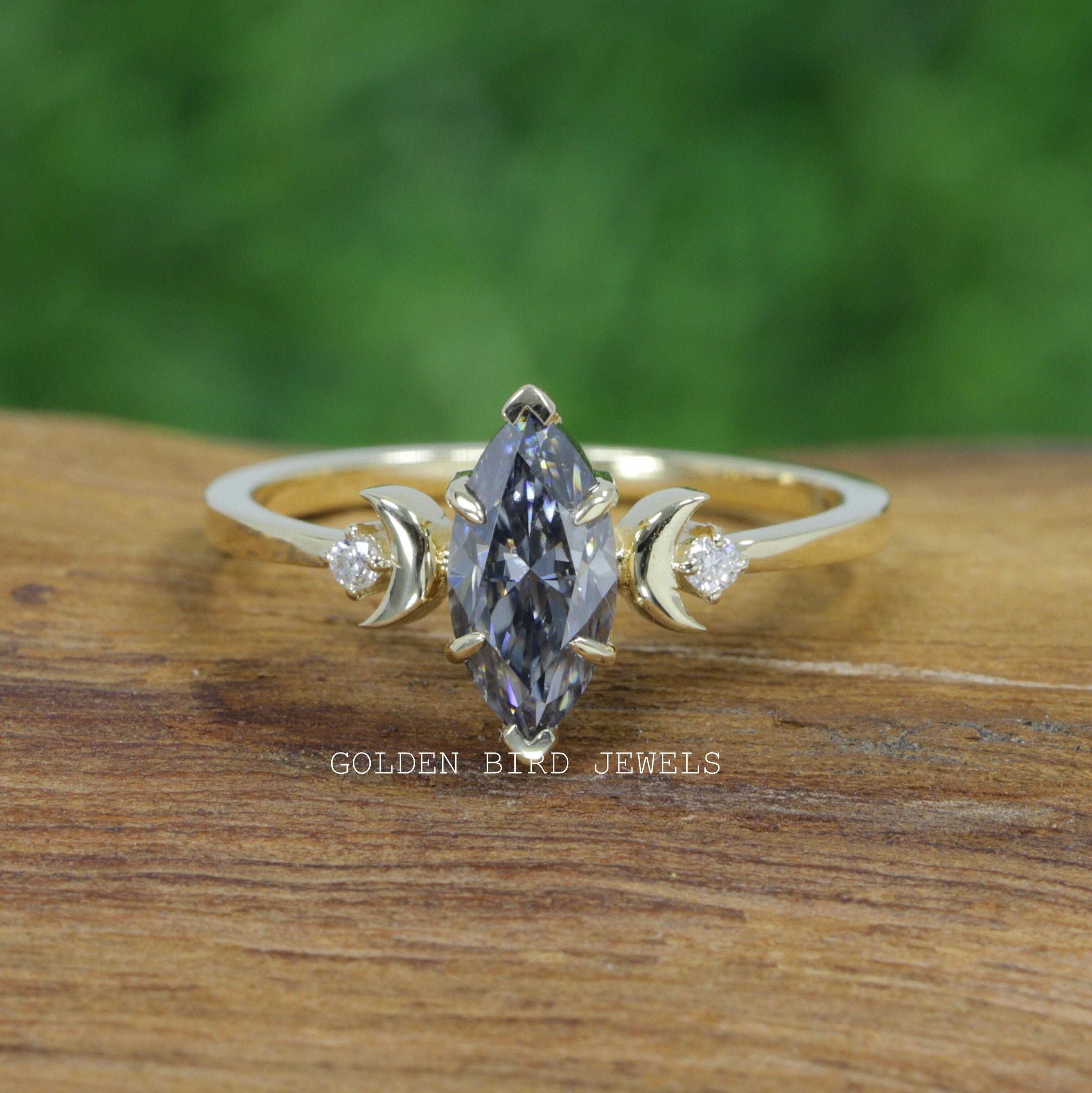 1 CT Gray Marquise Cut Moissanite Engagement Ring/ Moissanite Etsy