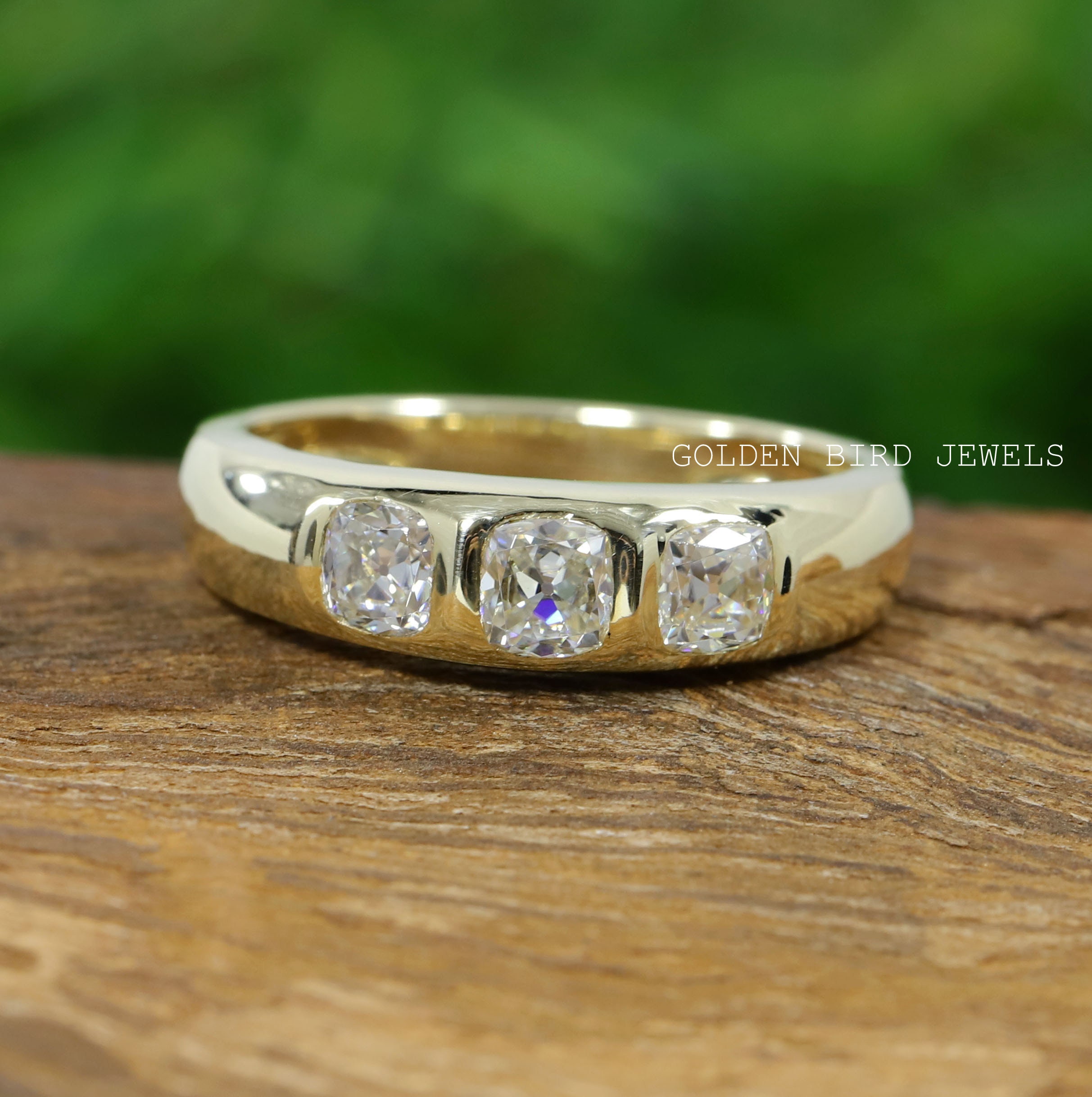 Colorless Moissanite Ring/ Three Stone Men