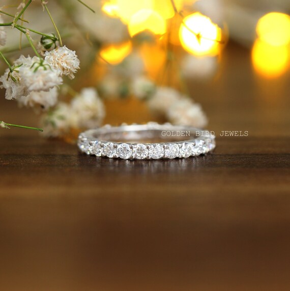 2.50 MM Round Moissanite Full Eternity Band White Gold Wedding