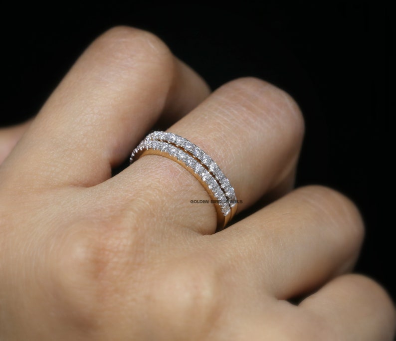 1.5CT Colorless Moissanite Yellow Gold Wedding Band,Argentium Ring,Sterling Band,Gold Wedding Band,Moissanite Band,Friendship Day Gift