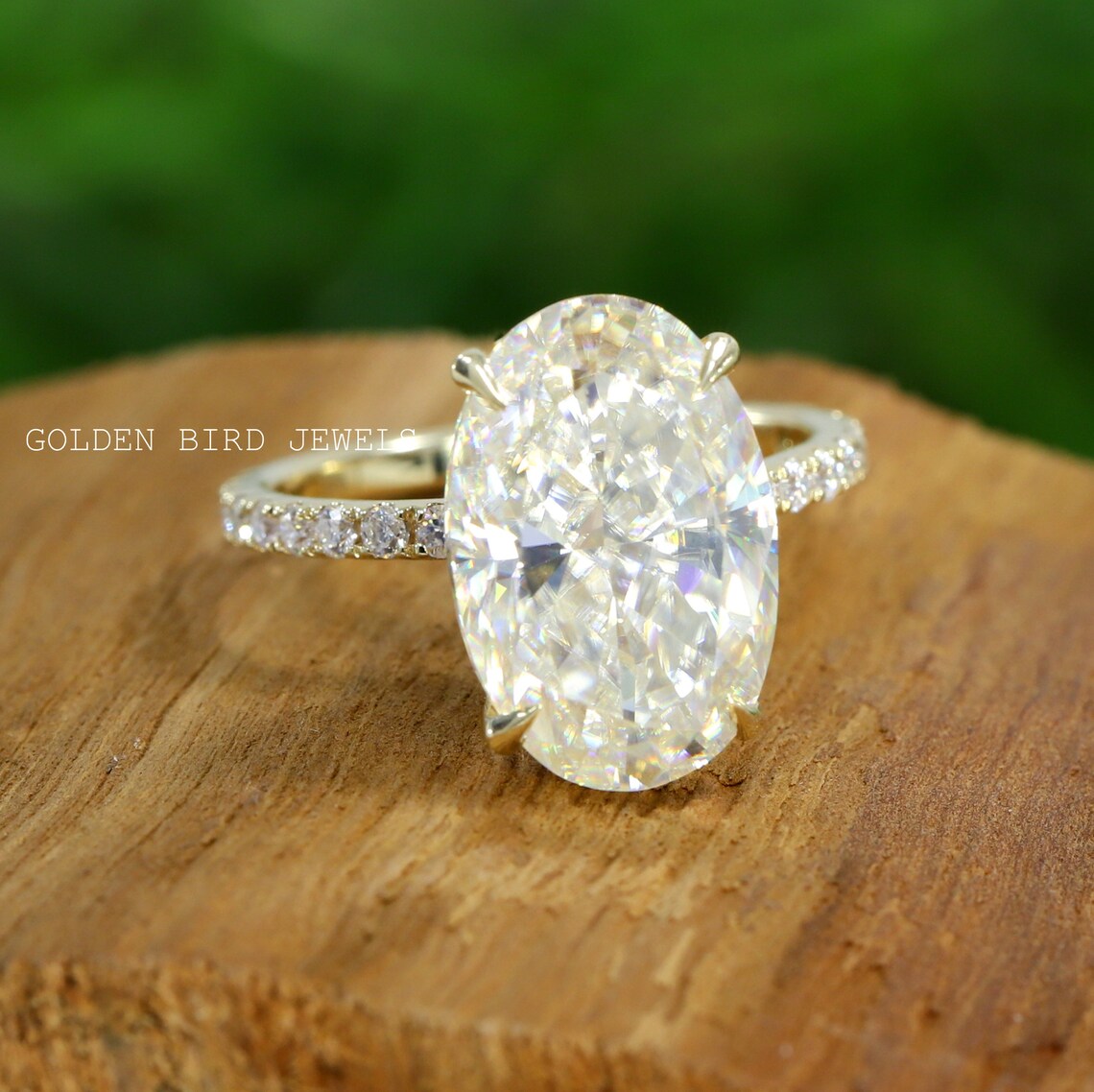 Crushed Ice Oval Moissanite Ring/ Hidden Halo Engagement Ring Etsy