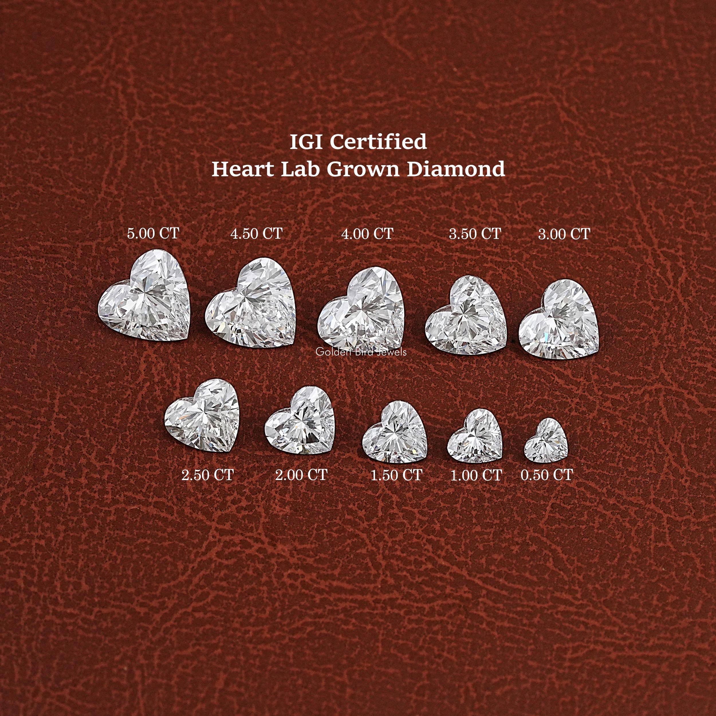 1.00 To 5.00 CT Lab Grown Loose Diamond/ Heart Cut Diamond For Wedding Ring/ IGI Certified CVD Diamond For Jewelry/ Solitaire Loose Diamond