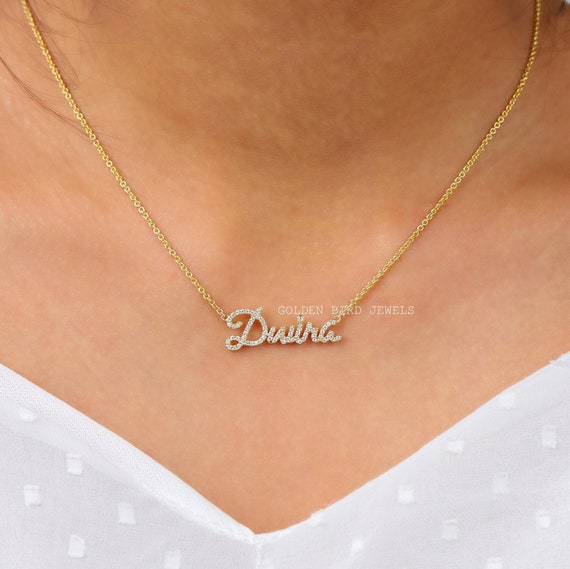 Ciondolo Lettera D Personalizzato Moissanite 2 Carati Argento 925 Placcato Oro 14K