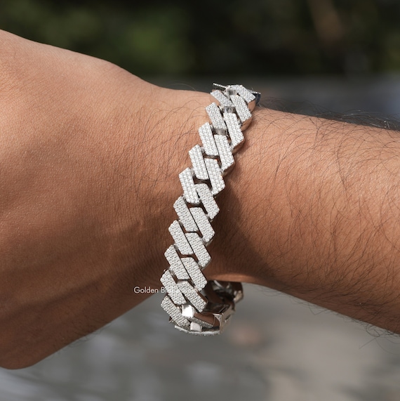 パリコレクション Miami Cuban Moissanite Bracelet/round Moissanite Link アクセサリー