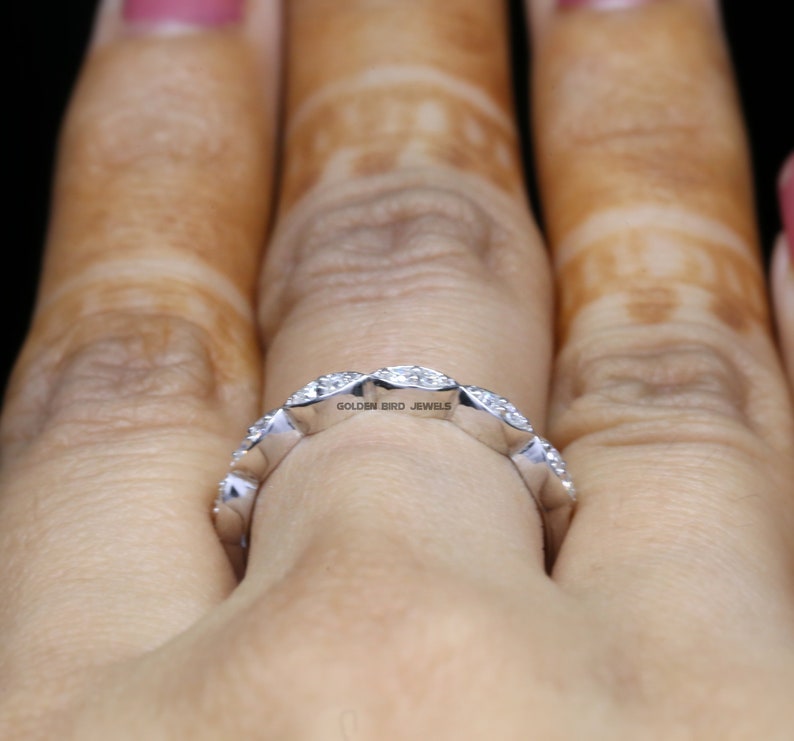 0.15 CT Colorless Round Moissanite White Gold Half Eternity Band,Sterling Silver Band,Wedding Band,Friendship Day Gift