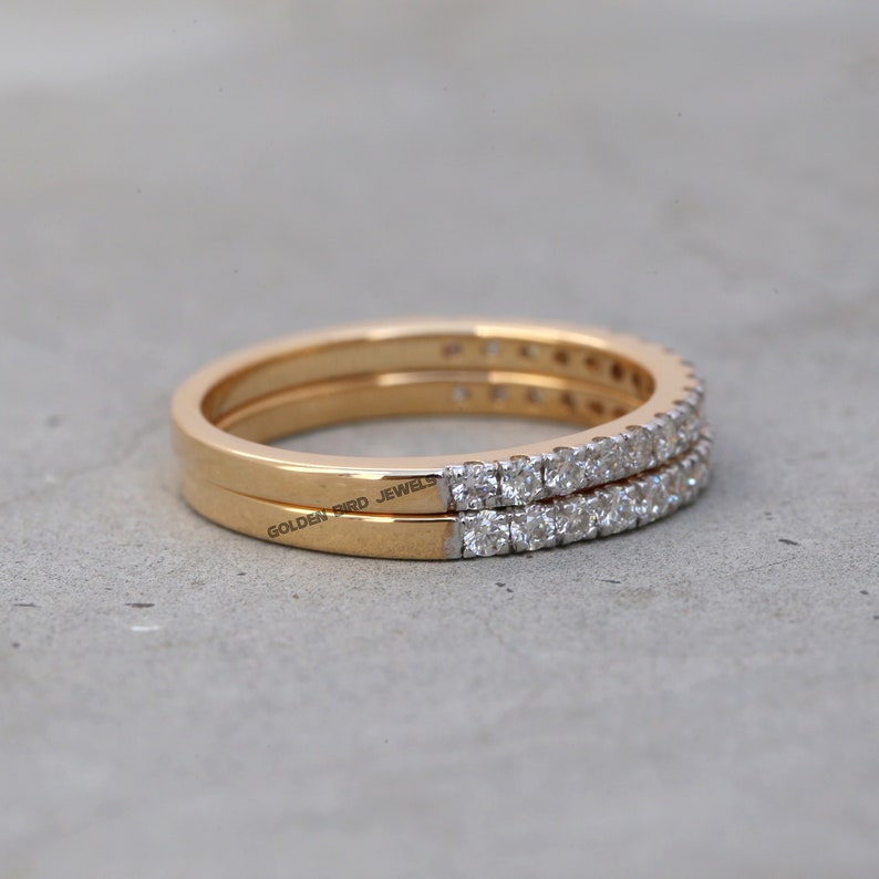 1.5CT Colorless Moissanite Yellow Gold Wedding Band,Argentium Ring,Sterling Band,Gold Wedding Band,Moissanite Band,Friendship Day Gift