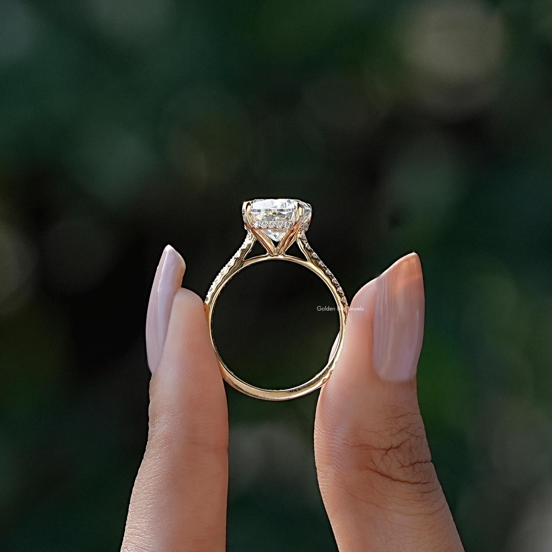 Elongated Cushion Moissanite Engagement Ring/ Colorless Moissanite ...