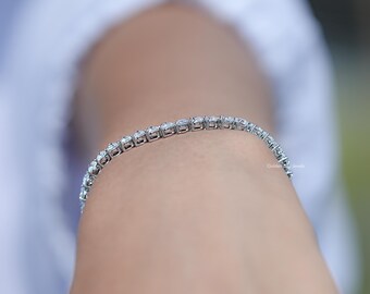 K14ハートダイヤモンドブレスレット ハートカットラボダイヤモンドテニスブレスレット/ EF-VSダイヤモンド